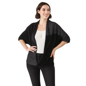 Stella & Dot Kaci Versatile 2-in-1 Scarf Wrap Knit Soft Black Metallic